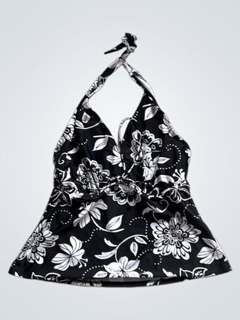 Lascana Black Floral Halter Bikini Top