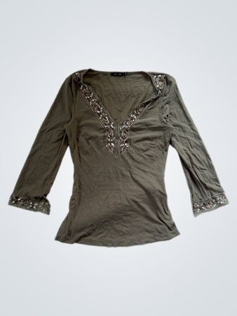 Jennifer Taylor Gray Embellished Top
