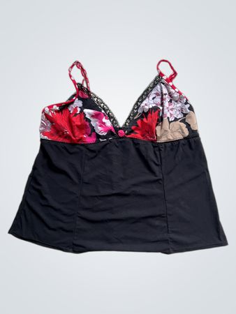 Black Floral Swimsuit Top