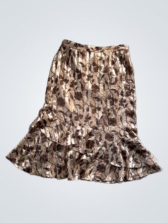 Brown Floral Midi Skirt