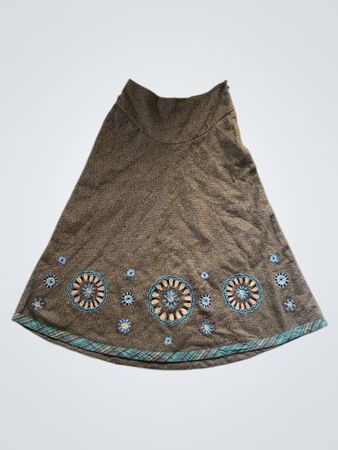 Brown Embroidered Skirt