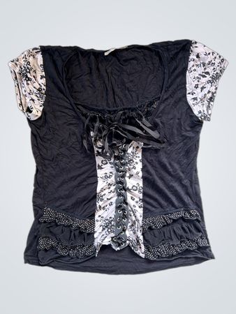 Black and White Floral Blouse