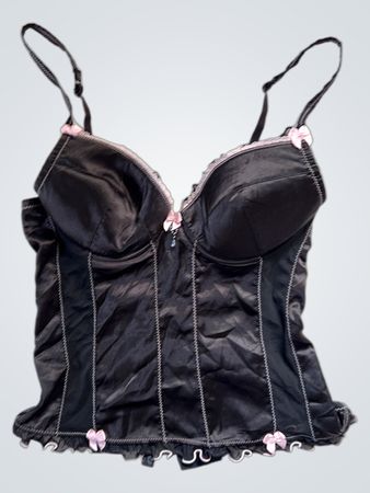 Black Corset Top with Pink Accents