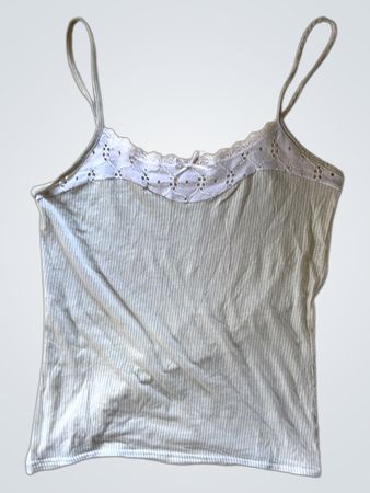 Gray and White Lace Trim Camisole