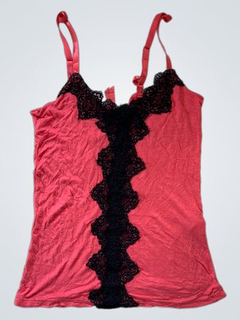Pink Camisole with Black Lace