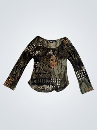 Long-Sleeved Embroidered Top