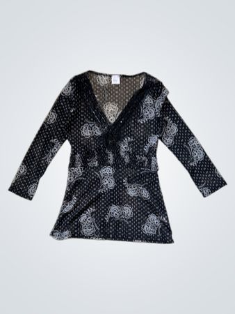 Barcelen Black and White Floral Top