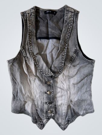 Flammenbesetzte Denim-Weste