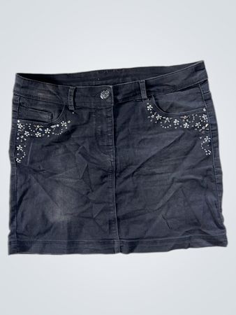 Yessica Schwarzer Verzierte Denim-Rock