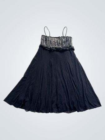 FERNANDO TAPIA Black Dress with Textured Bodice and Tie