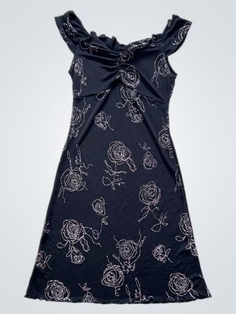 orsay Black Floral Glitter Mini Dress