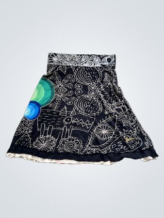 Desigual Black Graphic Print Skirt