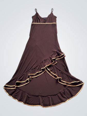 OLIVIA AZARO Brown Ruffled Maxi Dress