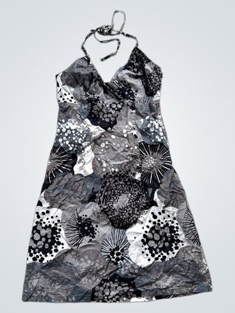 Black and white floral print halter dress