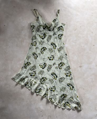 Floral Print Lace Trim Slip Dress