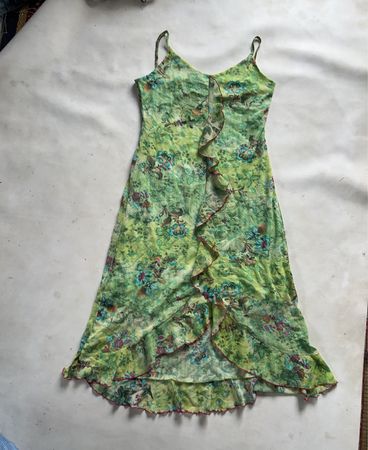 Prima Paris Floral Print Ruffle Slip Dress