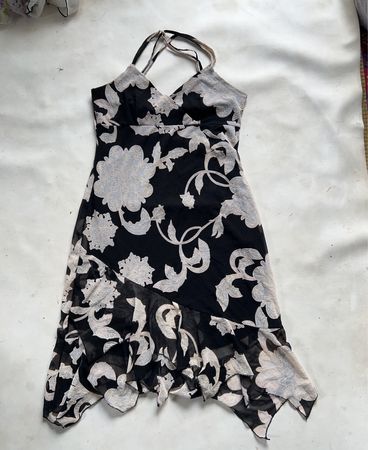 Xanaka Black Floral Print Halter Dress