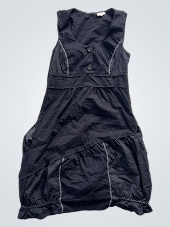 Via 28 Black Sleeveless Dress with Button Detail