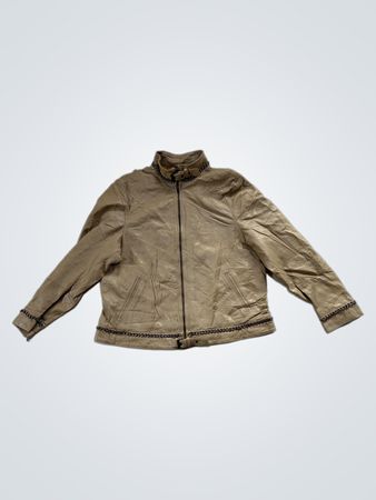 Tan Leather Jacket with Chain Detail