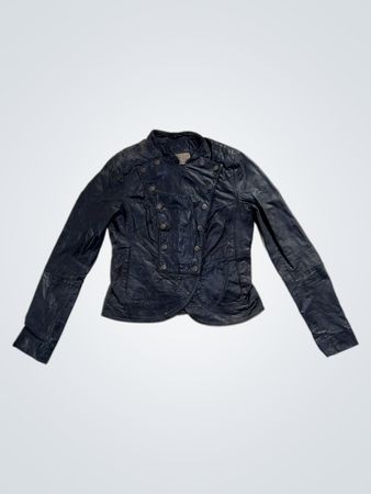 COFI Black Double Breasted Leather Jacket