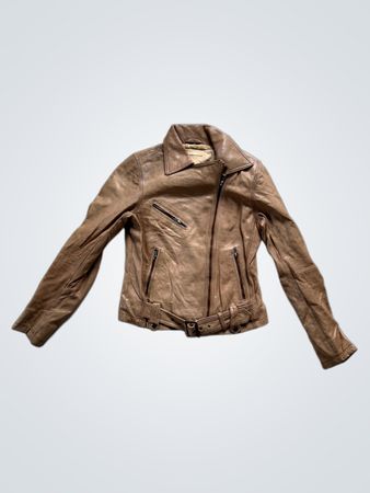 ROCK'N BLUE Brown Leather Biker Jacket