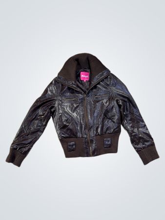 Missy Brown Faux Leather Bomber Jacket