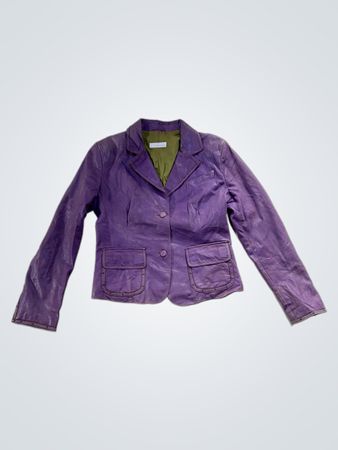 LALTRAMODA Purple Leather Blazer