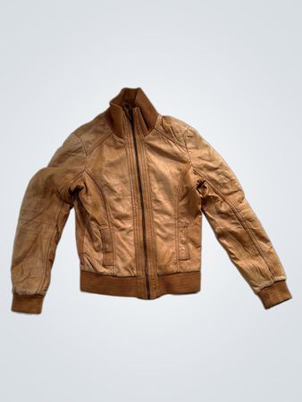 Pimkie Basic Brown Leather Bomber Jacket