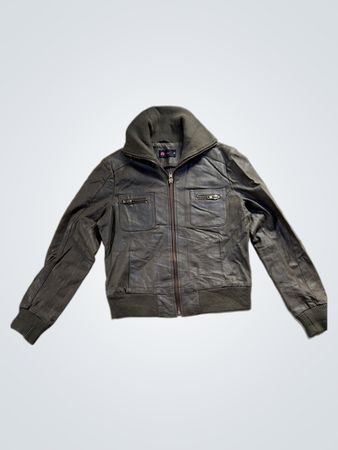 DVS YOUNG Brown Leather Jacket with Zip Pockets