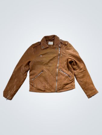 GESTUZ Brown Leather Biker Jacket
