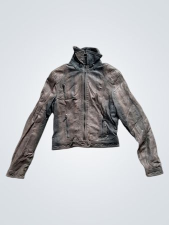 Men's Grey Distressed Real Leather Jacket