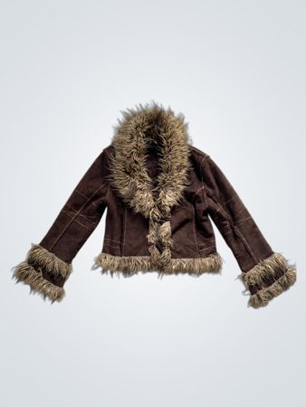 Brown Faux Fur Trimmed Jacket