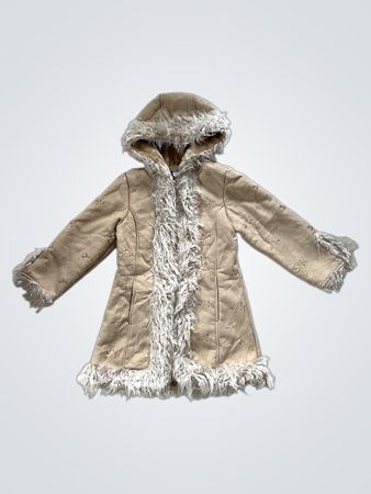 Ladybird Girls' Faux Fur Trimmed Hooded Coat