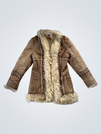 Brown Suede and Fur Trimmed Coat
