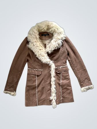 Women's Brown Faux Fur Lined Coat
