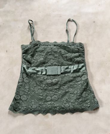 Vila Clothes Green Lace Cami Top
