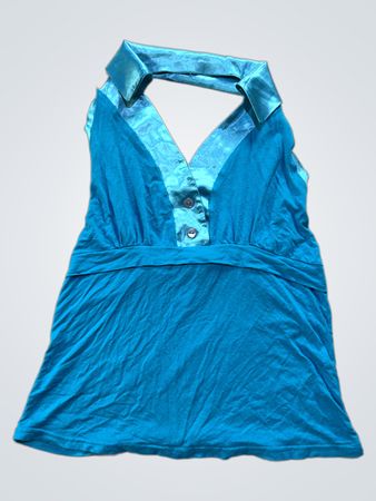 Blue Halter Top with Collar