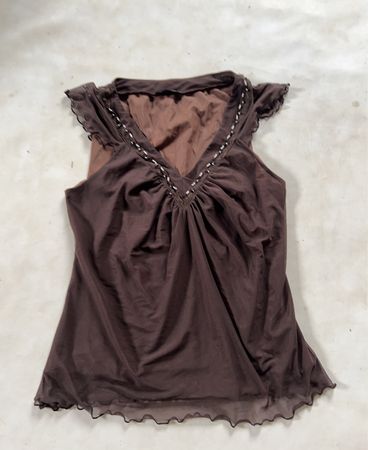Sinequanone Brown Sheer V-Neck Top
