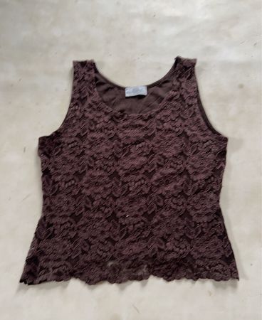 Women's Brown Lace Tank Top