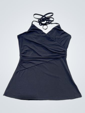 Camaieu Black Halter Neck Ruched Top