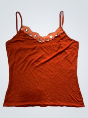 Orange camisole with lace and sequin trim