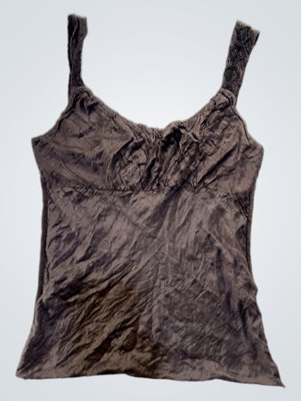 Brown Tank Top with Embellished Straps