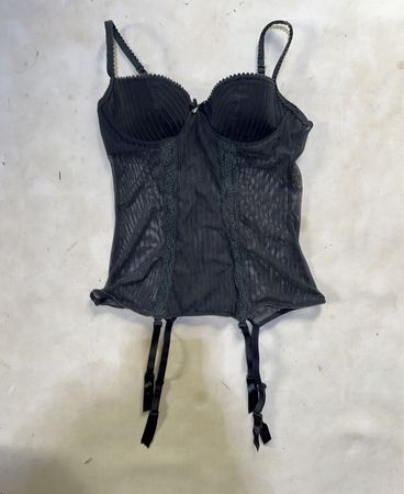 Tezenis Black Sheer Corset Top