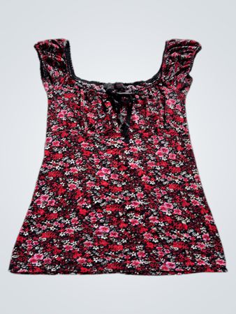 Sandro Ferrone Red Floral Print Top