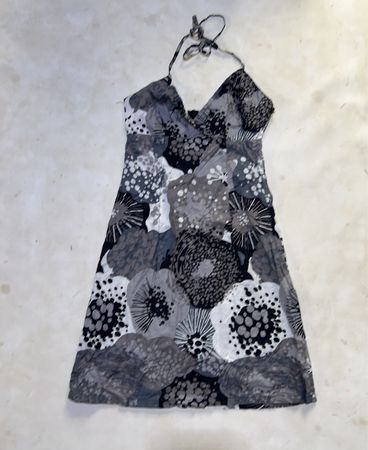 Black and white floral print halter dress