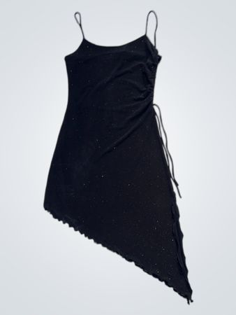 SABORA Made in USA Black Sparkly Asymmetrical Dress