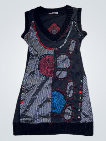 Griffin Sleeveless Dress with Patchwork Design