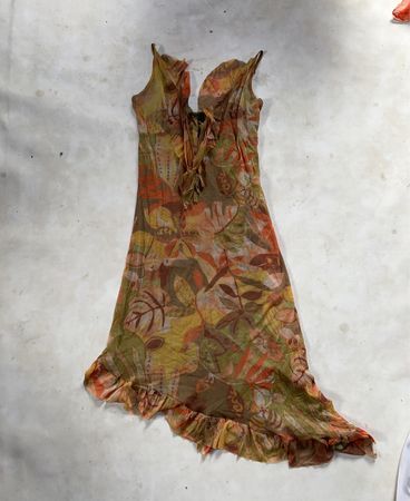 Leaf Print Ruffle Dress