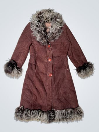 Brown Faux Fur Trimmed Coat