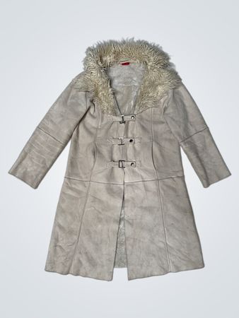TISSAIA Women's Beige Faux Fur Lined Coat